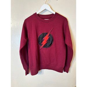 Six Flags The Flash Graphic Crewneck Sweatshirt Small Red Cotton Blend